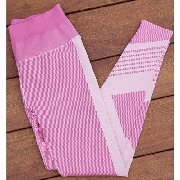 NWOT NUX PINK TWO TONED COMPRESSION HIGH WAISTED LEGGINGS SIZE LARGE - Picture 2 of 7